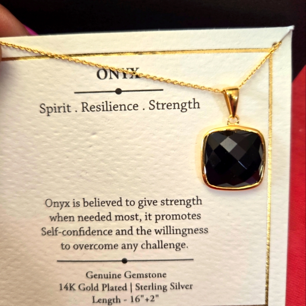 Necklace genuine onyx pendent and chain